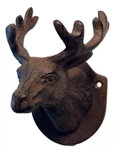 Rustikaler Gusseisen Elch Hirsch Wandbehang Dekoration Plakette Haken Elch Wildtiere - Bild 1 von 4