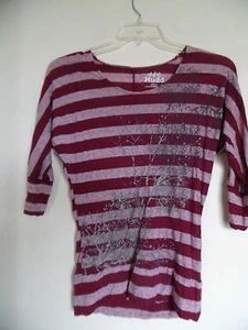 Mudd  Maroon  Striped Dolman   Batwing  sleeves-Top Shirt Woman's  Sz S - Picture 1 of 2