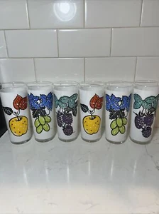 VTG 1950s L Elliott Frosted Fruit Strawberry Tumblers Glass Tom Collins Lot of 3 - Picture 1 of 12