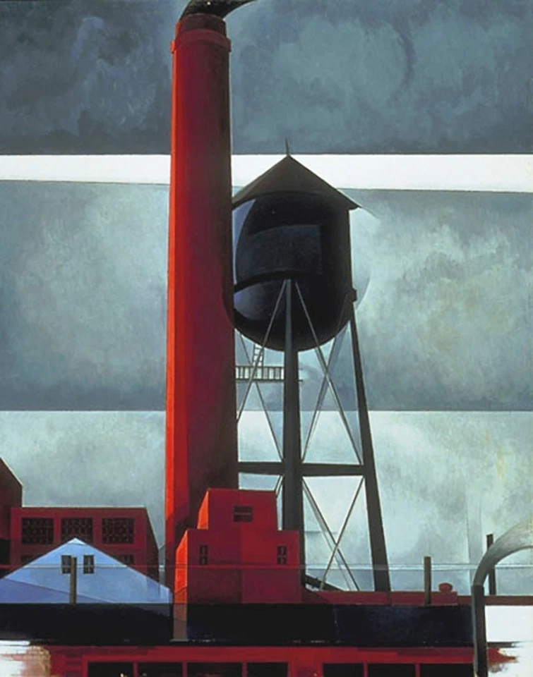 Chimney and Water Tower Art Print – Charles Demuth 1931 – Precisionist American - Image 1 of 1