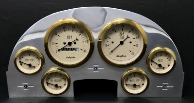 Ford Car 1956 calibre 6 panel de instrumentos inserto aluminio pulido conjunto mecánico dorado Foto 1 de 4