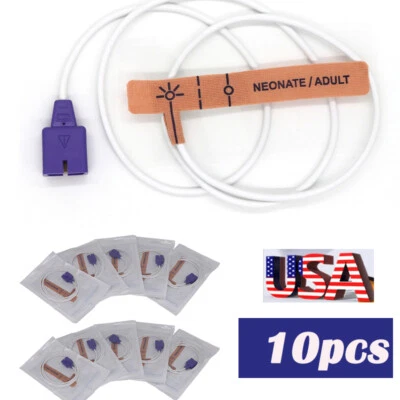 US 10Pcs Compatible with Nellcor MAX-N SpO2 Sensor Probe Fit Neonate/ Adult