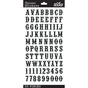 Sticko Alphabet Stickers-Black Glitter Carnival - Picture 1 of 1