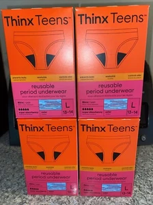 💝 Thinx Teens Super Absorbency Period Underwear Sz L 13-14 Lot🆕SET Of 4 - Picture 1 of 9