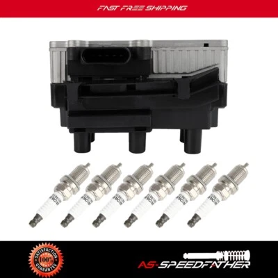 Ignition Coil and 6 Spark Plugs Fits Volkswagen Jetta 1999 2000 2001 2002 2.8L - Image 1 of 4