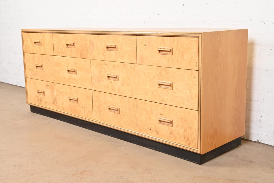 Milo Baughman Style Burl Wood Dresser or Credenza by Henredon - Image 1 of 4