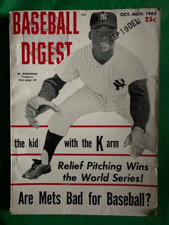 OCT-NOV 1963 BASEBALL DIGEST AL DOWNING NEW YORK YANKEES - Image 1 of 1