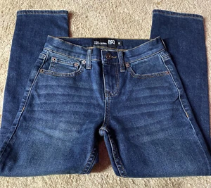 Boy's Tokyo Super Skinny RSQ Jeans Size 8 Dark Wash Black Denim Pants Moto Bike - Picture 1 of 5
