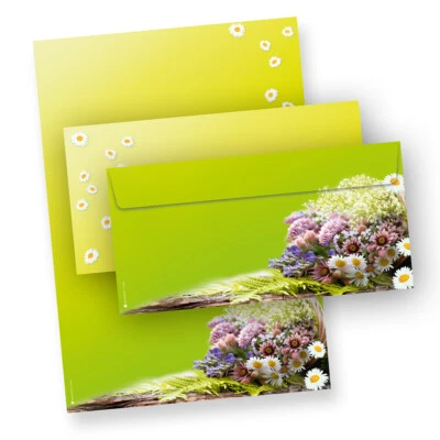 TATMOTIVE Motiv-Briefpapier Set Frühling grün 25 Sets DIN A4 mit Umschläge OVP