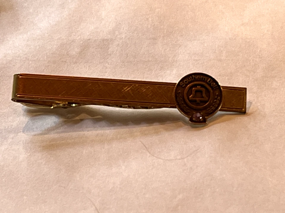 Vintage Southern Bell Tie Clip 1/20 12K Gold Filled w/ Purple Gemstone - Image 1 of 4