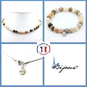 Jewelry Set Bracelet Necklace Agate Pearl Bamboo Leaf 8 Mm. Size Pers - Picture 1 of 5