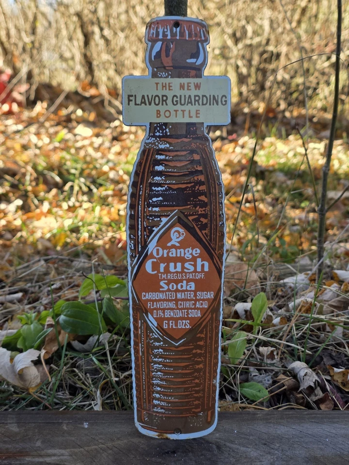 VINTAGE ORANGE CRUSH 'THE NEW FLAVOR GUARDIAN BOTTLE' 12"×3" - Image 1 of 4