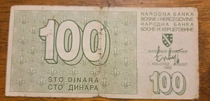 Bosnia-Herzegovina PK #24 100 Dinara Circulated Banknote - Picture 1 of 2