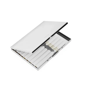 Estuche de cigarrillos extra delgado de acero inoxidable para 9 cigarrillos tamaño regular 84 mm... - Imagen 1 de 5