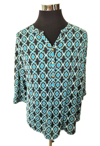 Blusa Cathy Crepe Talla PXL Pullover Geométrico Multicolor con Botón Corpiño - Imagen 1 de 17