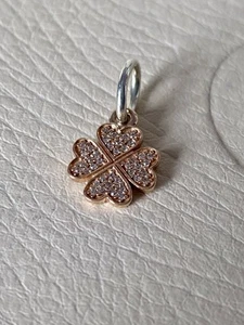 Genuine Pandora Dangle 14k Rose Gold Symbol Of Lucky In Love CZ 791355CZ - Picture 1 of 3