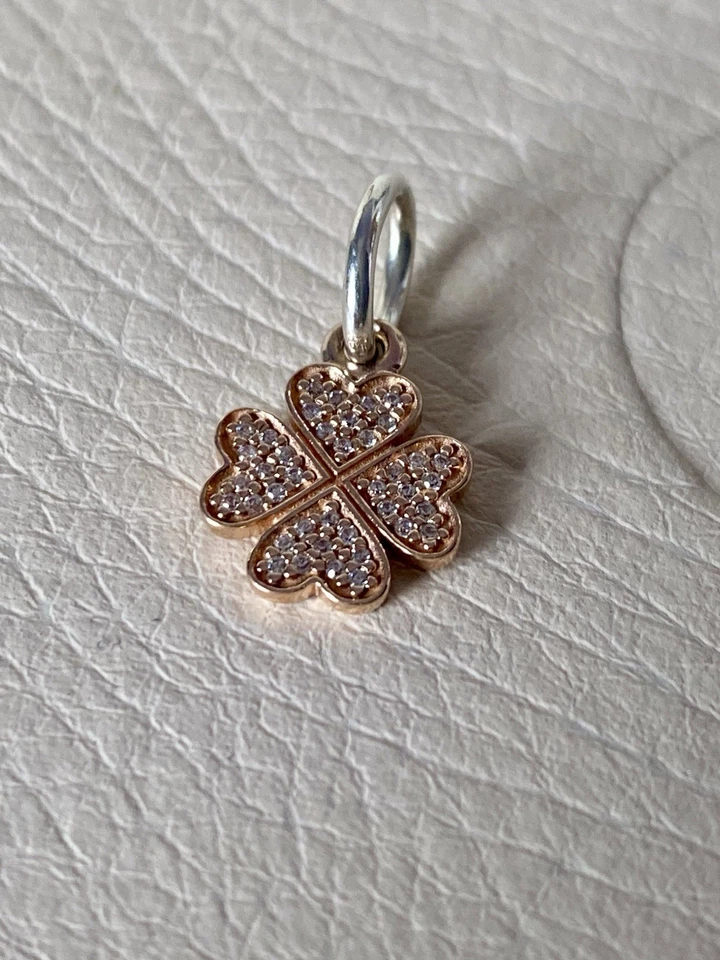 Genuine Pandora Dangle 14k Rose Gold Symbol Of Lucky In Love CZ 791355CZ - Image 1 of 3