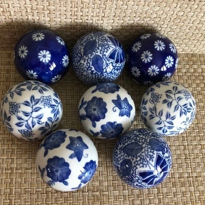 Декоративные фарфоровые шарики сине-белые Chinoiserie - Изображение 1 из 4