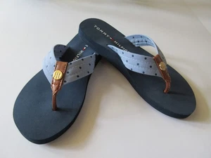Tommy Hilfiger TWCEAZI-M Blue With Lt Blue Color Fabric Strap Flip Flop New - Picture 1 of 4