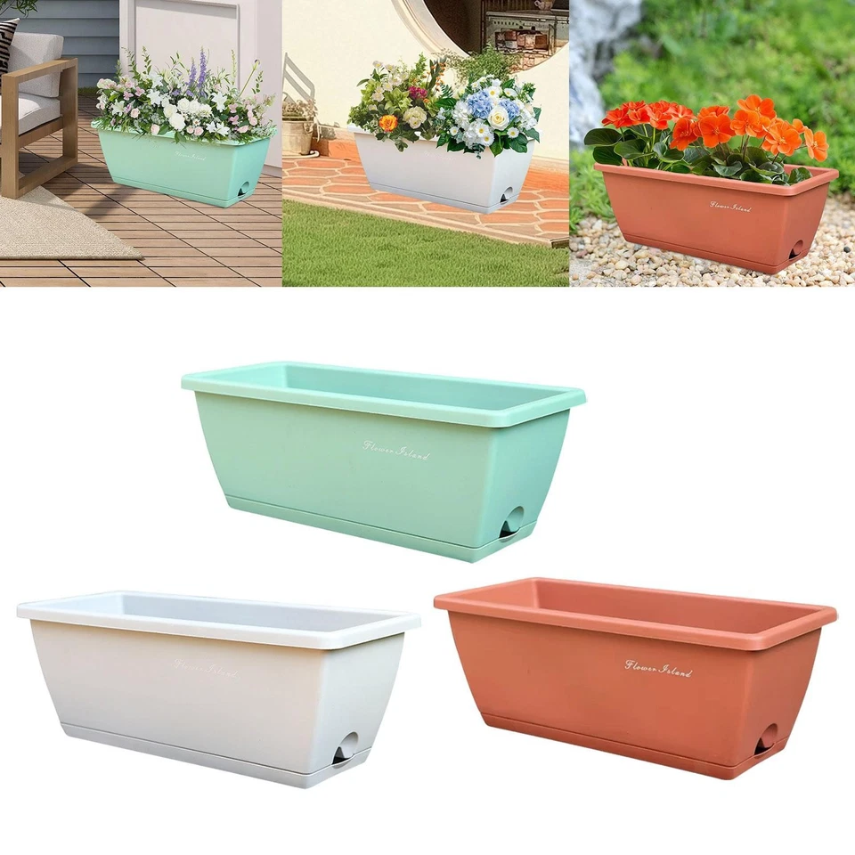 Window Box Planter with Drainage Holes Shatterproof Multifunction Rectangular - Image 1 of 1