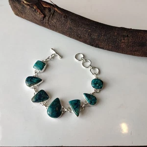 Chrysocolla Gemstone Bracelet 925 Sterling Silver Gift For Her  BraceletBT775 - Picture 1 of 4