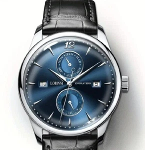 New LOBINNI Men's Watch Automatic Mechanical Simple Watch - Silver Blue - Picture 1 of 9