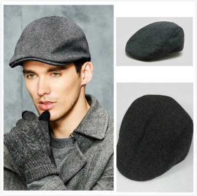 Mens Flat Cap Gatsby Tweed Baker Boy Hat Herringbone Newsboy Peaky Blinders 59cm