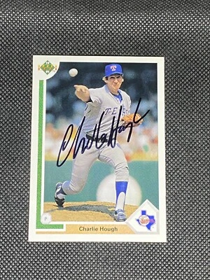 Charlie Hough Texas Rangers 1991 Upper Deck Signed Auto Card #313 ~ COA - Image 1 of 3