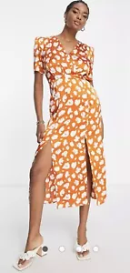 Vestido midi French Connection 71 tef naranja quemado/crema nuevo con etiquetas PVP £85 - Imagen 1 de 6