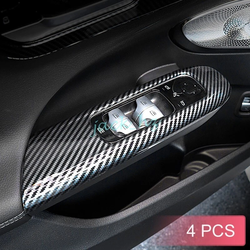 Para 2022-2025 Clase C W206 S206 Fibra de Carbono Puerta Ventana Interruptor Panel Cubierta Tapicería Foto 1 de 4