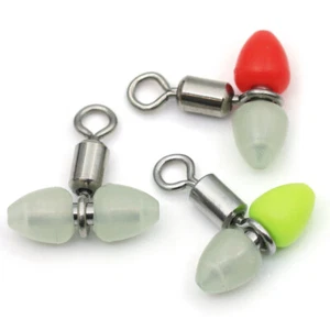 15~60Pcs 3-Way Fishing Swivel Snap Luminous Barrel Swivels T-Shape Cross Swivel  - Picture 1 of 19