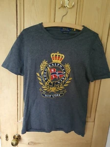 Polo Ralph Lauren Men's Grey Custom Slim Fit T Shirt Top Crest & Crown Wreath M - Picture 1 of 5