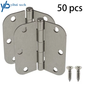 50 Stück Satin Nickel Innentürscharniere mit 5/8" Radius Ecken 3,5×3,5" 2,2 mm - Bild 1 von 8