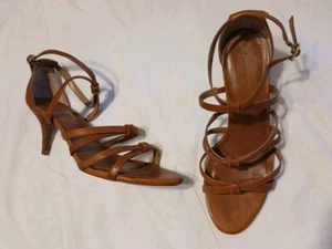 Womens Banana Republic SZ 9 Brown Leather Strappy High Heels - Picture 1 of 8