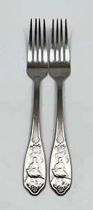 Spode Wallace Woodland Pheasant Stainless Dinner Fork 8 3/8 2Pc Set - Picture 1 of 12