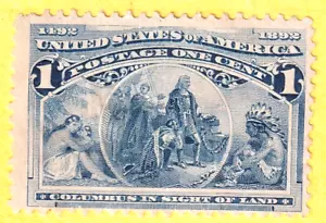 jis36 US BRIEFMARKE SC# 230 1c 1893 * postfrisch NG CV 9,95 $ sehr guter Erhaltungszustand 788 - Bild 1 von 2