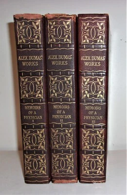 MEMOIRS OF A PHYSICIAN,  ALEXANDER DUMAS, 3 volumes leather, Illustrated Foto 1 de 4