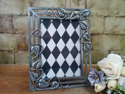 Marco, hojas y enredaderas vintage ornamentado aspecto peltre 7 X 9" años 80 excelente estado Foto 1 de 4