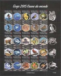LS0910 2015 TOGO BIRDS TURTLES SHARKS SNAKES MARINE LIFE FAUNA ! UNIQUE SH MNH - Picture 1 of 1