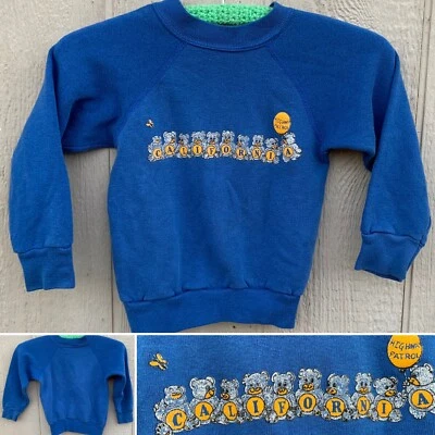 vintage California Highway Patrol raglan sweatshirt teddy bear graphics kids sz - Image 1 of 4