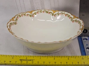 Limoges Haviland Clover Leaf soup Fruit Dessert Bowl Gold Trim France 5 7/8" - Picture 1 of 3