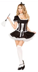 ROMA SEXY Womens Adult French Maid Costume Sexy Y2K S/M Sizes 4-6 Dress & Duster - Picture 1 of 16
