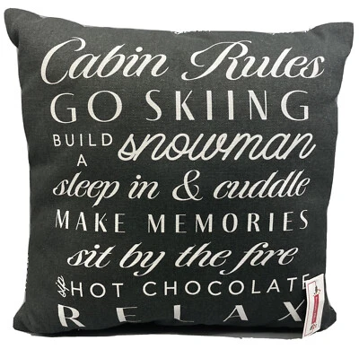 Target Cabin Rules Decorative Pillow 100% Cotton Square Black White - Image 1 of 4