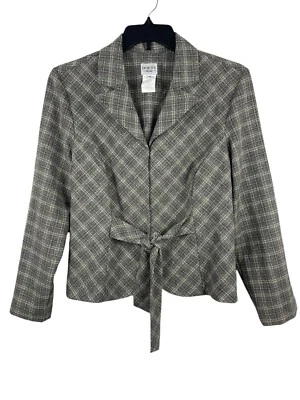 Top informal de negocios con corbata frontal gris manga larga Dorby de colección talla 14 Foto 1 de 4