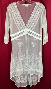 Bust 40 H 41 XL Nataya Mesh Jacket Tunic Ivory Edwardian Teens Styl Dress - Picture 1 of 3