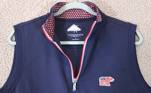 Fairway & Greene Tech 1/4 Zip Vest Small Red White Blue USA Bear Flag - Picture 1 of 19
