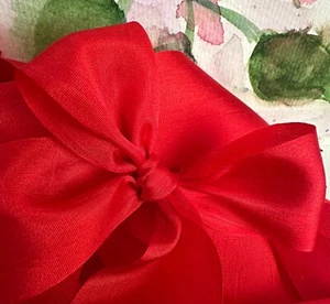 2 Yards REAL Silk Ribbon 1.25" RED / 100% Authentic SILK RIBBON Rouge - Picture 1 of 6