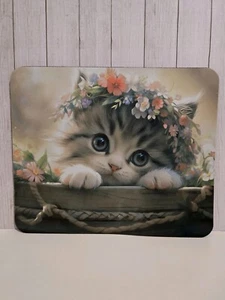 Cat In Flowerbed Mouse Pad Laptop Computer PC Mouse Pad - 9.45" x 7.87" - Picture 1 of 3