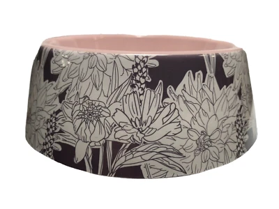 Whisker City Melanine Mums in Pink/Gray 12 oz Cat Bowl - No Slip Grip - Image 1 of 3