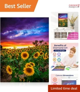 Sunflower Diamond Art Kit Canvas 12x16in 5D Painting Craft DIY Home Decor - Picture 1 of 11